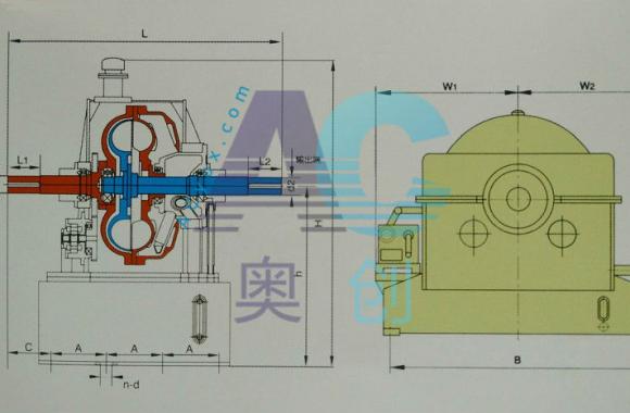 Type YOTGCD, variable speed fluid coupling with two halves casing